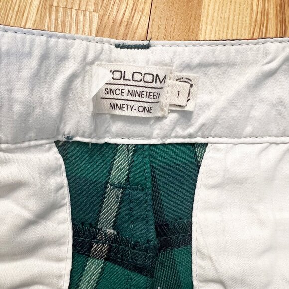 Volcom | Juniors | Dark Green Plaid Slim Straight Ankle Fit Pants | 1 | NWT - Picture 7 of 11